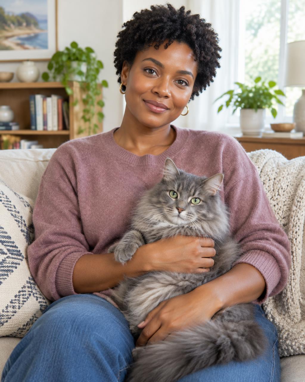 AI-generated illustrative the pet lover — cat portrait; not a participant